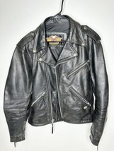 Harley Davidson Leather Motorcycle Jacket Medium Snaps Zippers NICE  - £194.72 GBP