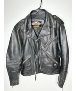 Harley Davidson Leather Motorcycle Jacket Medium Snaps Zippers NICE  - £194.72 GBP