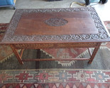 Vintage Carved solid Wood Folding Coffee Table 40&quot;x24&quot;x 19&quot; Made in Indi... - £216.83 GBP