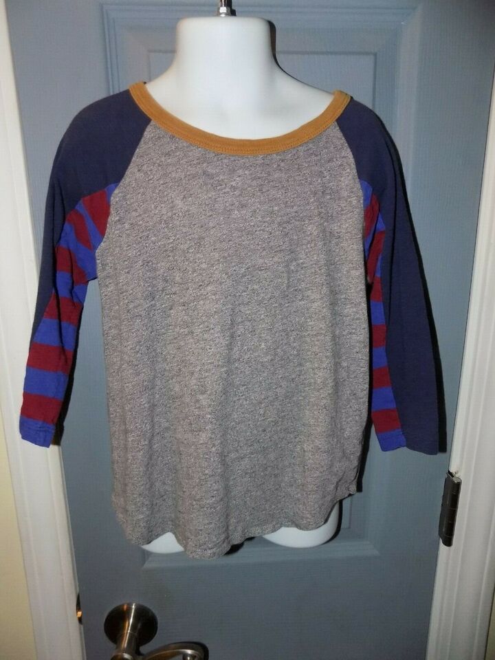 J. CREW Crewcuts Gray W/Multi-Colored Sleeves Shirt Baseball Style Size 4/5 EUC - $15.33