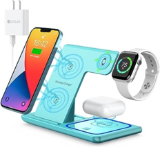 3 in 1 Foldable Wireless Charging Station | Gadgets Charging Station | Green - £39.12 GBP