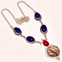 Crazy Lace Agate Sapphire Ruby Gemstone Handmade Necklace Jewelry 18&quot; SA 233 - £7.16 GBP