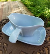 Frankoma Sauce or Gravy Boat with Matching Under Plate 5PS Pale Blue No 65 - £19.43 GBP
