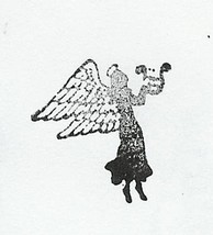 Angel side view with harp silouette  Rubber Stamp - $8.99