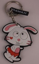 CROSSED EYED BUNNY RABBIT WHITE PINK PVC KEYCHAIN SOFT KIDS TOY PENDANT ... - $8.99