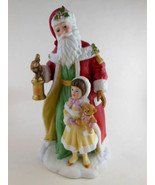 Elegant Victorian Avon Porcelain 7.25&quot; Santa w Little Girl &amp; Teddy Figur... - £8.28 GBP