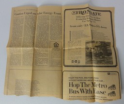 Vintage 1974 Solar Energy Article from Washington Post Newspaper Original - $24.70