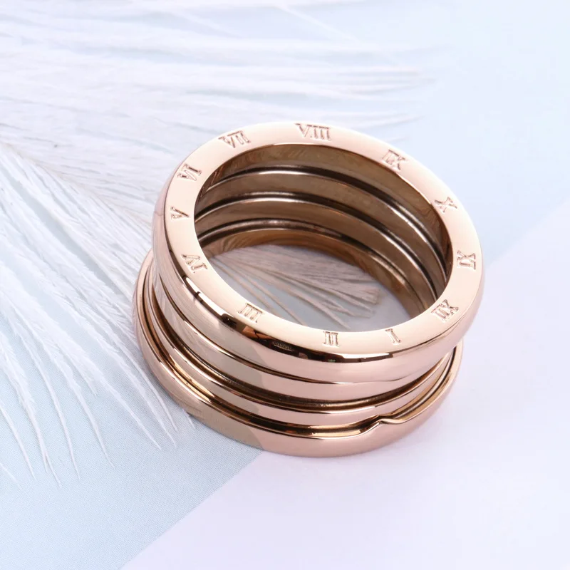 Classic Spring Numeral Ring for Men Women Girls 18KGP Rose Gold Stainless Steel  - £20.50 GBP