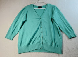 Covington Cardigan Sweater Women Large Turquoise Long Sleeve V Neck Button Front - £12.09 GBP