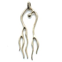 Vtg Sterling Silver Signed 925 Modernist Abstract Drip Drop Statement Pendant - £46.19 GBP