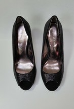 Michael Shannon Shoes Pumps Heels Black Sequins Peep Toe Womens Size 7 M - $44.50