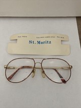 VTG St. Moritz Odeon Flex Frame Amber &amp; Gold Aviator Glasses Frames 60-20-145 - £22.54 GBP