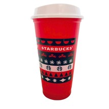 Starbucks Holiday Red Reusable 16 oz Promotional Beverage Cup with Top - $9.99