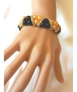 New !Gypsy Bellydance Black &amp; Gold Multi Row Stretch Rhinestones  Bracelet  - £3.93 GBP