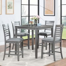 5 Piece Dining Set, Square Kitchen Table w/ Chairs, Gray - $454.99