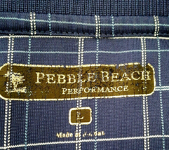 Pebble Beach Performance Shirt Men&#39;s Size Large Golf Blue Plaid Activewear SS - £13.44 GBP