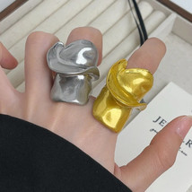 Irregular Chunky Ring Exaggerated Metal Personality Party Vintage Heavy Jewelrly - £11.16 GBP