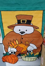 &quot;GIVE THANKS&quot; Thanksgiving Pilgrim White Bear Decorative Applique Flag. ... - $9.74