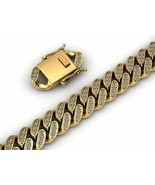 Mens Womens Round Cut Diamond Cuban Link Bracelet 14K Yellow Gold Finish - $505.57 CAD