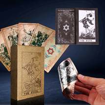 Gold Foil Tarot Deck | High-End Rider-Waite Cards With English Guidebook For Beg - £41.50 GBP