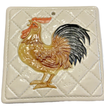 Tile Trivet Otagiri Rooster Ceramic Wall Plaque Hot Plate 7 Inch Square 1982 Vtg - $15.76