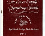 Essex County Symphony Society Program 1943 Grand Opera Festival  - £7.89 GBP