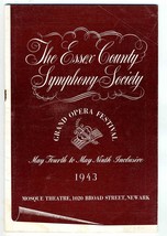 Essex County Symphony Society Program 1943 Grand Opera Festival  - £7.88 GBP