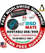 GHOSTBSD, LINUX LIKE OS LATEST MATE, XFCE 64BIT BOOTABLE USB/DVD, MAC/PC... - $8.90+