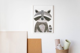 Digital File Cute Raccoon Watercolor Nursery Wall Art Instant Download K... - $1.50