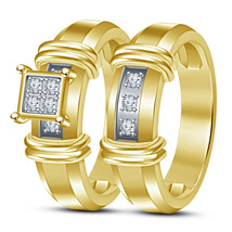 Women&#39;s 14K Yellow Gold Over 1.00 Ct Diamond Engagement Ring Wedding Bridal Set - £88.62 GBP