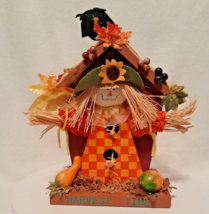 Adorable &#39;Fall Harvest&#39; Decorative Scarecrow Bird House Home Decor - £27.86 GBP
