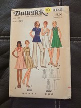 Flared Tunic Dress Jewel Neckline Butterick 3145 Size 10 1970&#39;s Vintage UC FF - £15.00 GBP