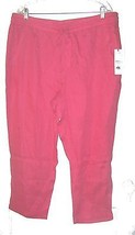 Elle Pink Azalea Linen Capri Pants w/Drawstring Waist Size XL NWT $50 - $39.59