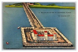 Million Dollar Pier Aerial View St Petersburg Florida FL Linen Postcard U29 - $2.92