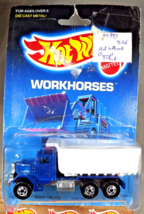 1988 Hot Wheels Workhorses #9550 Peterbilt Dump Truck Blue/White w/Chrome Bw Sp - $22.00