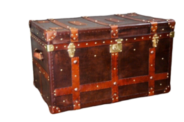 Antique Leather English Handmade Leather Coffee Table Trunk &amp; Chests gif... - $631.37