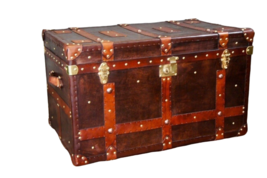 Antique Leather English Handmade Leather Coffee Table Trunk &amp; Chests gif... - £505.91 GBP