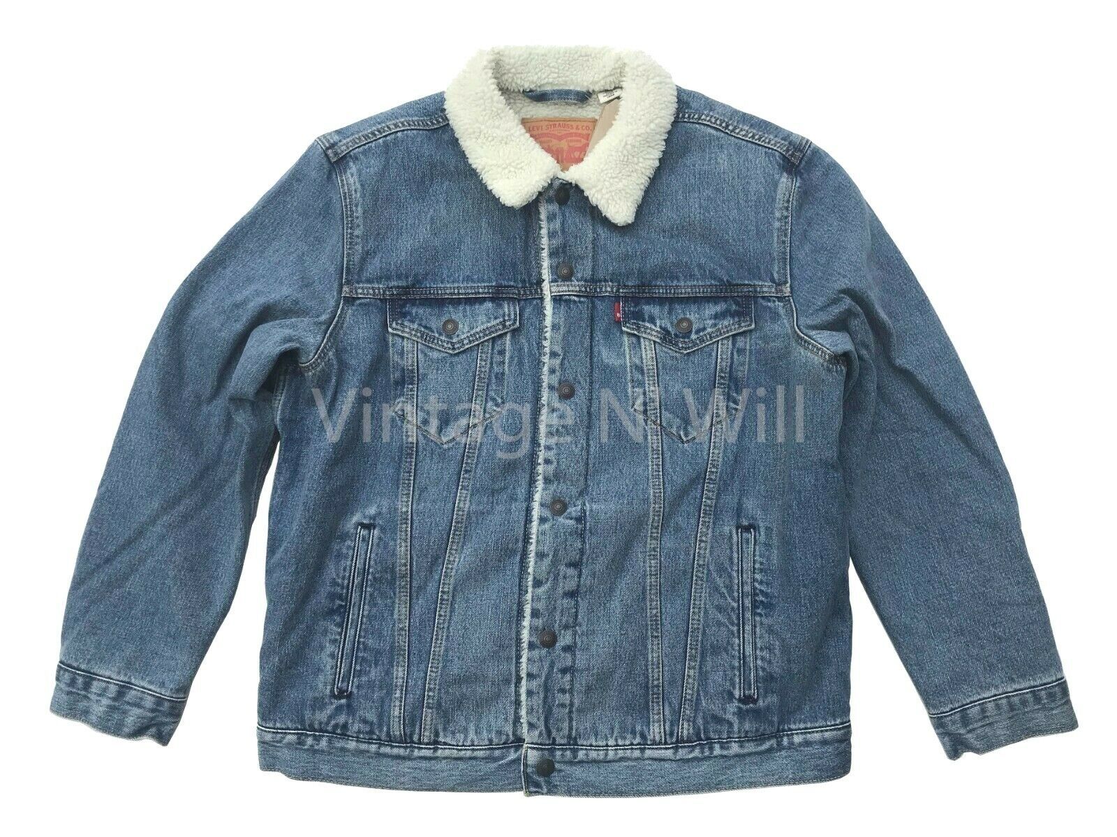 Primary image for Levis Red Tab Mens XL Blue Youngstown Classic Sherpa Denim Jean Trucker Jacket