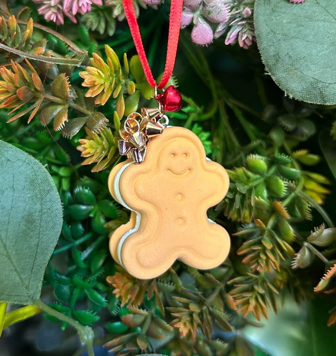 Handmade GINGERBREAD MAN BAUBLE sweet BISCUIT hanging XMAS TREE DECORATI... - $10.32