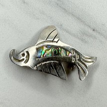 Vintage Alpaca Mexico Silver Tone Abalone Shell Inlay Fish Brooch Pin - £15.56 GBP