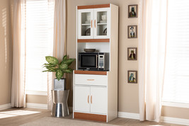 Bernard White and Cherry Finished Kitchen Cabinet and Hutch - $216.00