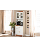 Bernard White and Cherry Finished Kitchen Cabinet and Hutch - $3,984.58 MXN