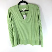 Treasure &amp; Bond Womens Sweater V Neck Ribbed Knit Green Size S - £15.29 GBP