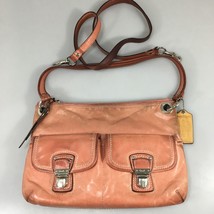 Coach Coral Pink Poppy Hippie Distress Leather Crossbody Shoulder Bag Ta... - £34.85 GBP