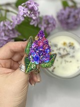 Handmade brooch Lilac Branch, bouquet, crystal, violet, gift for mother,... - £63.94 GBP