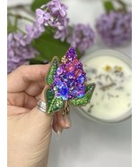 Handmade brooch Lilac Branch, bouquet, crystal, violet, gift for mother,... - $80.00