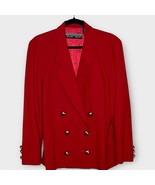 VINTAGE red wool double breasted gold button blazer size 8 preppy old money - €48,56 EUR