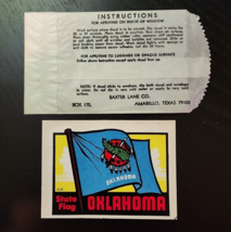 BAXTER LANE CO Oklahoma State Flag VTG Travel Luggage Water Decal Sticker #409 - £23.39 GBP