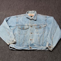 Vintage EXP Express Denim Jacket Adult Medium Blue Trucker Stone Wash Y2K - £27.66 GBP