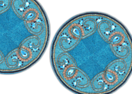 Set Of 6 Blue Placemat Designer wedding Tablemat Beaded Charger Plate 13... - £123.89 GBP